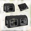 PawHut 39" Portable Soft 2 Sided Pet Cat Carrier with Divider, Two Compartment, Soft Cushions, & Storage Bag, Black