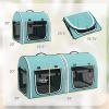 PawHut 39" Portable Soft 2 Sided Pet Cat Carrier with Divider, Two Compartment, Soft Cushions, & Storage Bag, Green