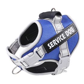 No Pull Service Dog Vest Harness For Dog & Cat; Breathable Soft Dog Vest Harness For Outdoor Walking (Color: Blue, Size: XXL)