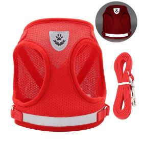 No Pull Pet Harness Vest For Dog & Cat; Step-in Puppy Harness For Small Medium Dogs; Reflective Strip (Color: Red, Size: L)