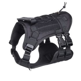 Tactical Dog Harness For Small Medium Large Dog; Dog Harness Vest With Soft Padded And D-Ring Collar (Color: Black, Size: S)