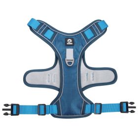 dog Harnesses; Cross border New Pet Towing Rope Vest Large Dog Chest Strap Reflective Explosion proof Flushing Dog Towing Rope (Colour: Lake blue, Specification (L * W): XL)