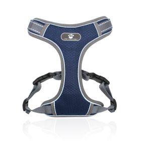 dog Harnesses; Pet Traction Rope Mesh Breathable Big Dog Chest Strap Vest Reflective Dog Rope Spot Wholesale (Colour: Dark Blue, Specification (L * W): S (6-12 kg))