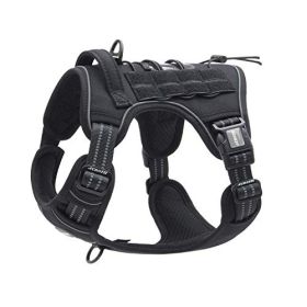 Tactical Dog Harness for Small Medium Dogs No Pull Adjustable Pet Harness Reflective K9 Working Training Easy Control Pet Vest Military Service Dog Ha (Color: Army yellow, Size: XL(Neck)