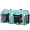 PawHut 39" Portable Soft 2 Sided Pet Cat Carrier with Divider, Two Compartment, Soft Cushions, & Storage Bag