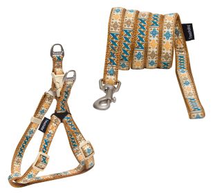 Touchdog 'Caliber' Designer Embroidered Fashion Pet Dog Leash And Harness Combination (Color: Brown Pattern, Size: small)