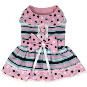 Dots & Stripes Harness Dress - Pink & Teal (Option: X-SMALL)