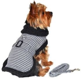 Black and White Classic Houndstooth Dog Harness Coat with Leash (Option: X-LARGE)