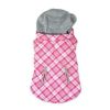 Weekender Dog Sweatshirt Hoodie - Pink and White Plaid Fabric