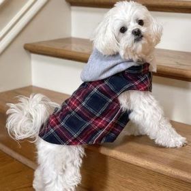 Weekender Dog Sweatshirt Hoodie - Red and Black Plaid Flannel (Option: Medium)