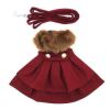Wool Fur-Trimmed Dog Harness Coat by Doggie Design- Burgundy