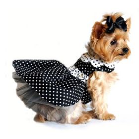 Polka Dot Dog Dress - Black and White (Option: X-SMALL)