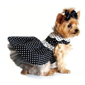 Polka Dot Dog Dress - Black and White (Option: Small)